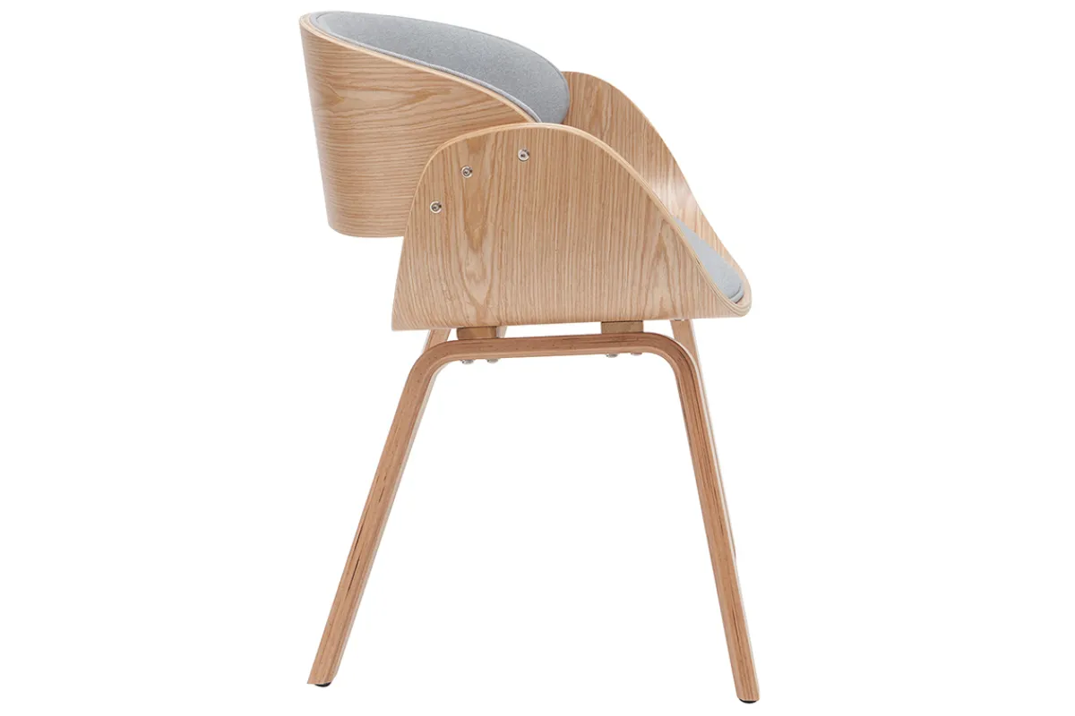Miliboo Design-Stuhl hellgrau und helles Holz BENT* Design-stühle|Holzstühle