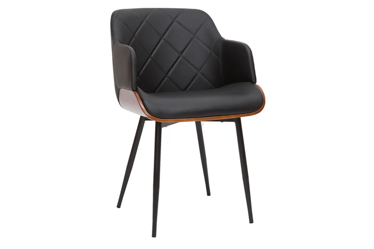 Miliboo Design-Stuhl in Schwarz und Walnuss LUCIEN* Design-stühle