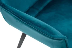 Miliboo Design-Stuhl petrolblauer Samt und Metallbeine Schwarz VOLO* Design-stühle