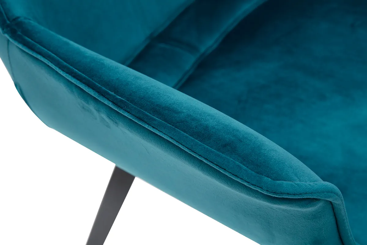 Miliboo Design-Stuhl petrolblauer Samt und Metallbeine Schwarz VOLO* Design-stühle