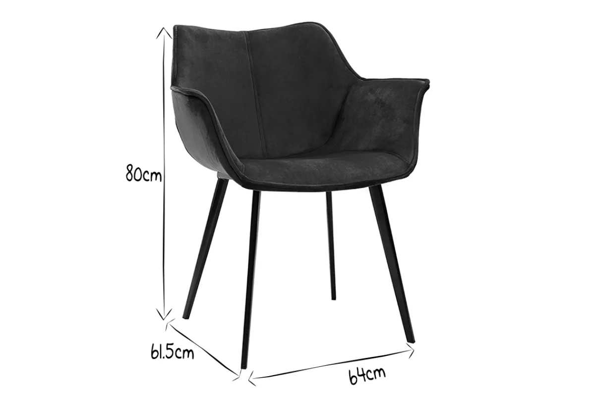Miliboo Design-Stuhl petrolblauer Samt und Metallbeine Schwarz VOLO* Design-stühle