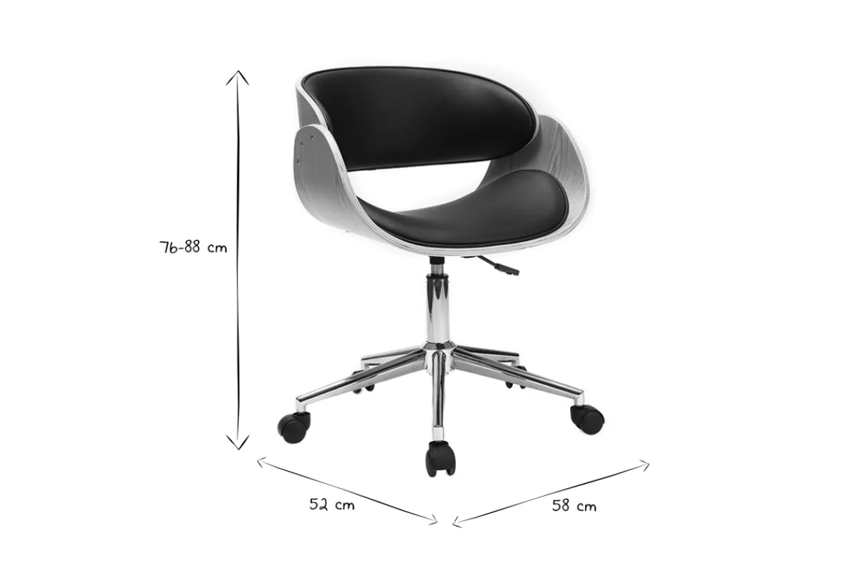Miliboo Design-Stuhl Rollen Schwarz und Helles Holz BENT* Bürostühle|Bürostuhl Zum Kleinen Preis