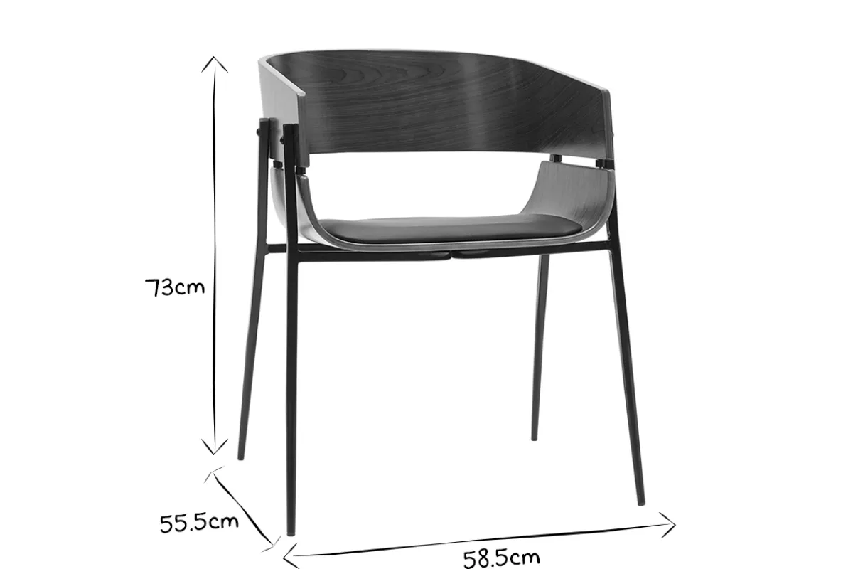 Miliboo Design-Stuhl schwarz mit dunklem Holz WESS* Design-stühle|Holzstühle