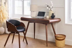 Miliboo Design-Stuhl Schwarz und dunkles Holz Nussbaum BENT* Design-sessel|Design-stühle