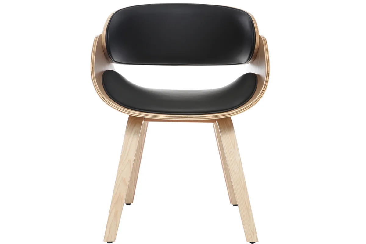 Miliboo Design-Stuhl Schwarz und helles Holz BENT* Design-sessel|Design-stühle
