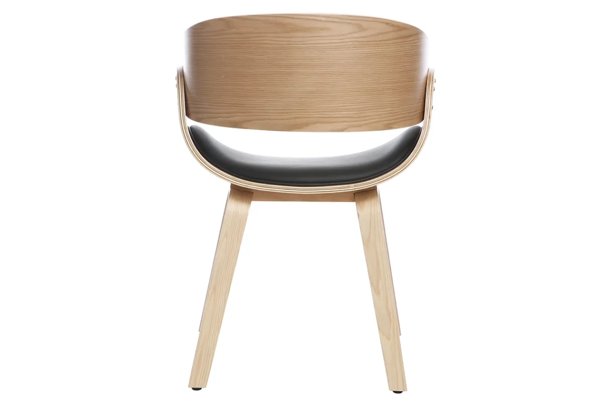 Miliboo Design-Stuhl Schwarz und helles Holz BENT* Design-sessel|Design-stühle