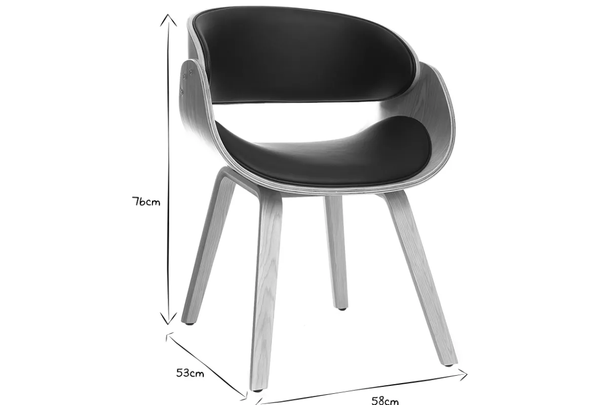 Miliboo Design-Stuhl Schwarz und helles Holz BENT* Design-sessel|Design-stühle