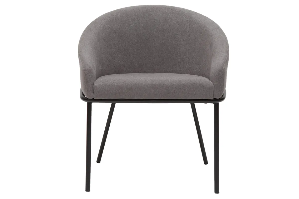 Miliboo Design-Stuhl Stoff mit Samteffekt in Grau und schwarzem Metall JENNA* Design-stühle