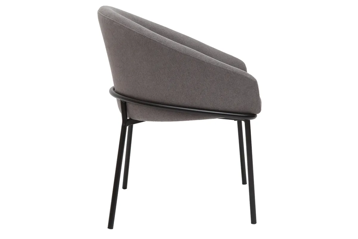Miliboo Design-Stuhl Stoff mit Samteffekt in Grau und schwarzem Metall JENNA* Design-stühle
