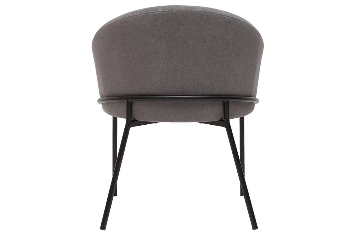 Miliboo Design-Stuhl Stoff mit Samteffekt in Grau und schwarzem Metall JENNA* Design-stühle
