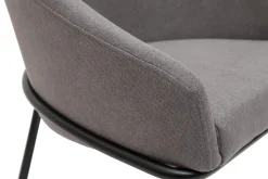 Miliboo Design-Stuhl Stoff mit Samteffekt in Grau und schwarzem Metall JENNA* Design-stühle