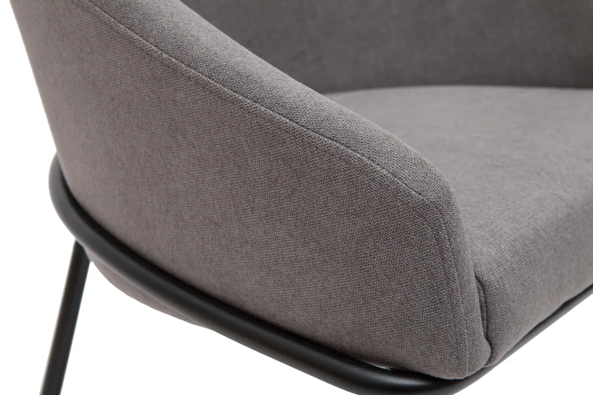 Miliboo Design-Stuhl Stoff mit Samteffekt in Grau und schwarzem Metall JENNA* Design-stühle