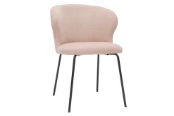 Miliboo Design-Stuhl Stoff mit Samteffekt in Zartrosa und schwarzem Metall YDA* Design-stühle