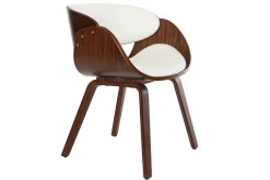 Miliboo Design-Stuhl Weiß und dunkles Holz Nussbaum BENT* Design-sessel|Design-stühle