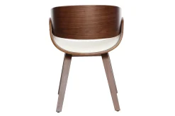 Miliboo Design-Stuhl Weiß und dunkles Holz Nussbaum BENT* Design-sessel|Design-stühle