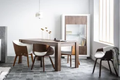 Miliboo Design-Stuhl Weiß und dunkles Holz Nussbaum BENT* Design-sessel|Design-stühle