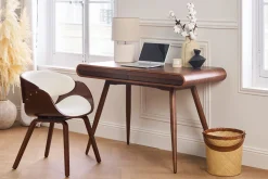 Miliboo Design-Stuhl Weiß und dunkles Holz Nussbaum BENT* Design-sessel|Design-stühle