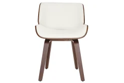 Miliboo Design-Stuhl, weiß und dunkles Walnussholz RUBBENS* Design-sessel|Design-stühle