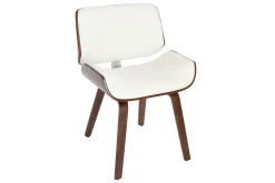 Miliboo Design-Stuhl, weiß und dunkles Walnussholz RUBBENS* Design-sessel|Design-stühle