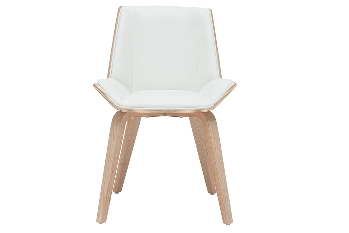 Miliboo Design-Stuhl weiß und helles Holz MELKIOR* Design-stühle|Holzstühle