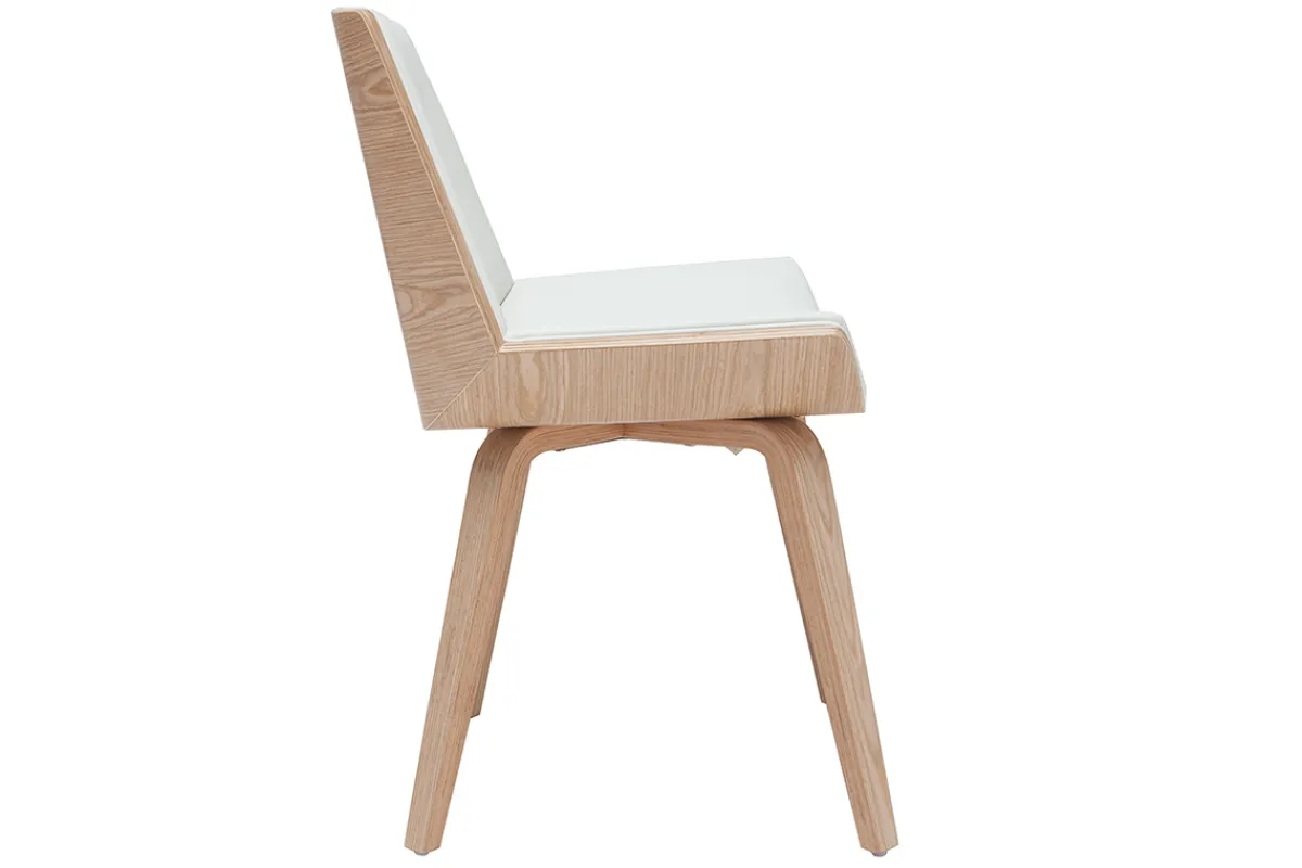 Miliboo Design-Stuhl weiß und helles Holz MELKIOR* Design-stühle|Holzstühle
