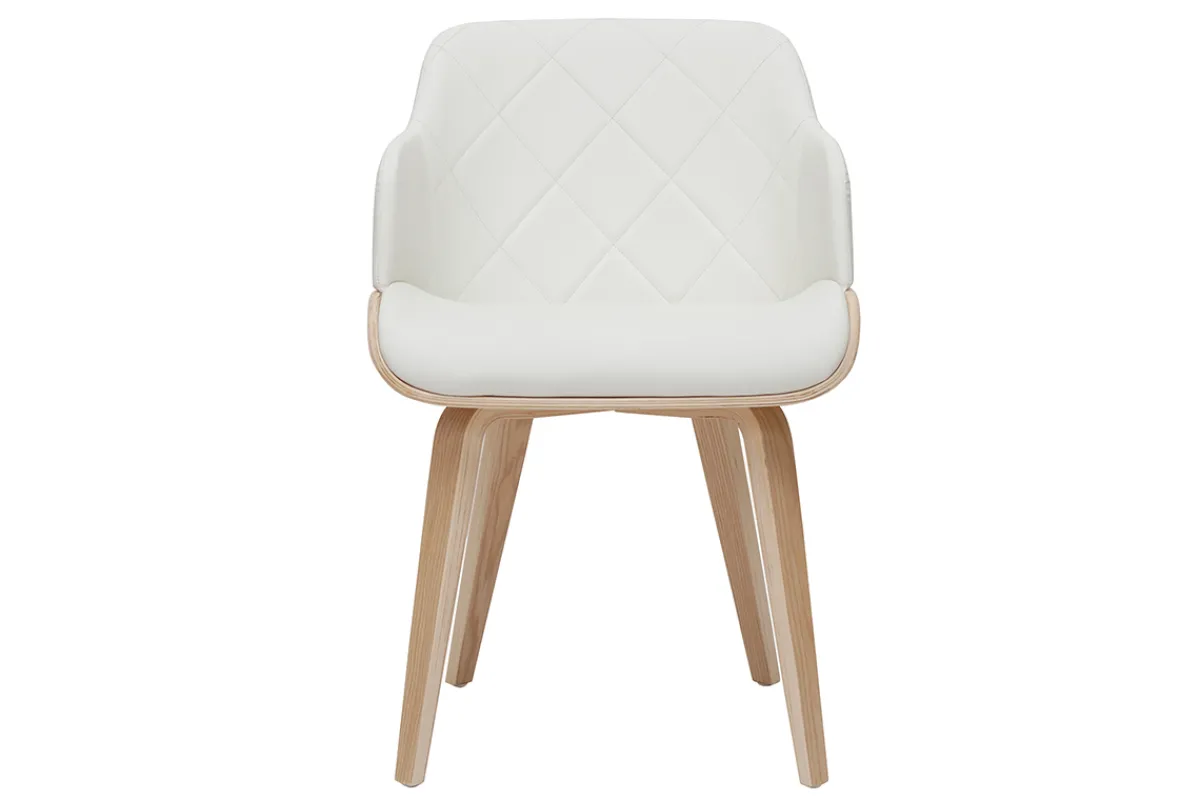 Miliboo Design-Stuhl weiß und helles Holz LUCIEN* Design-stühle|Holzstühle