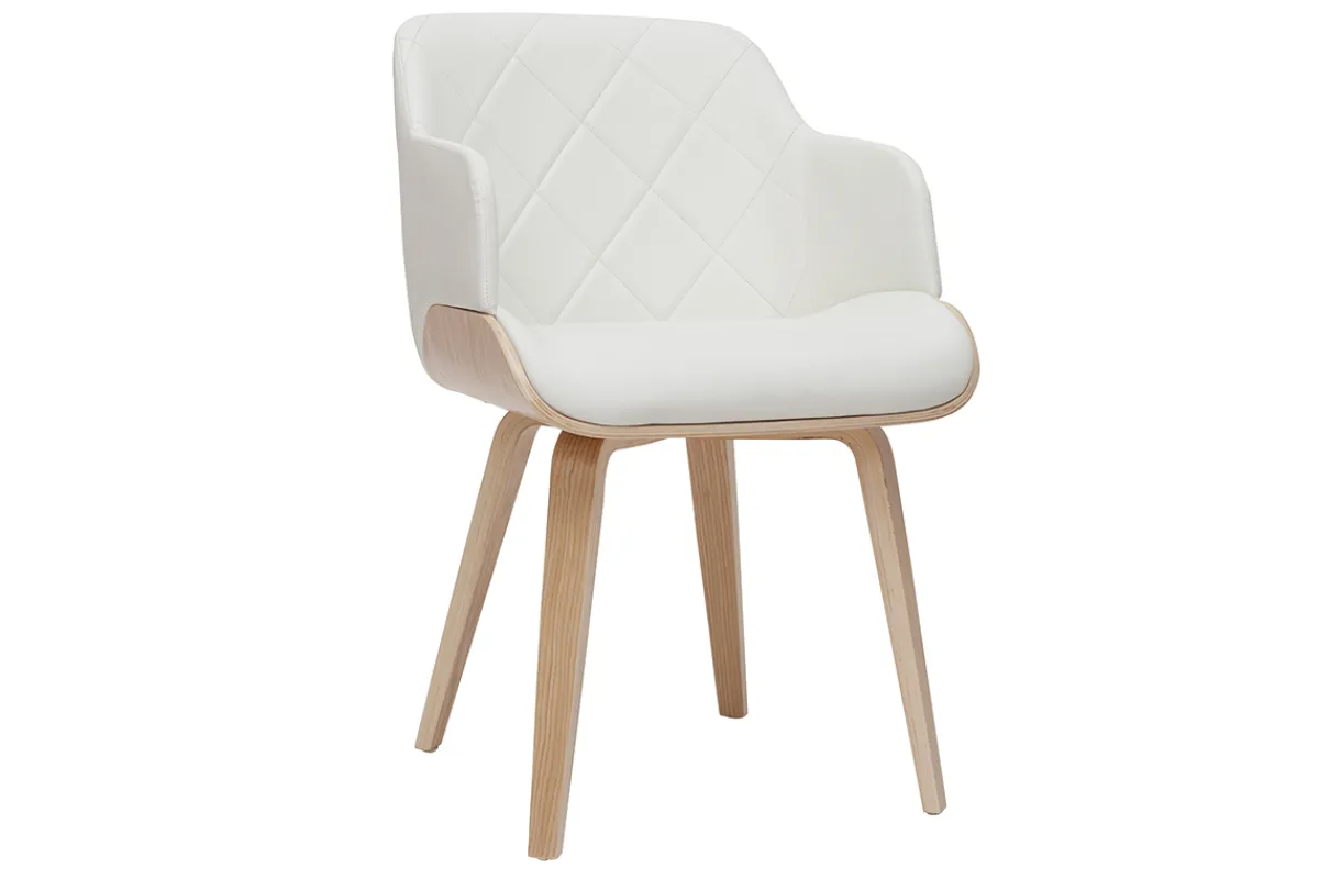 Miliboo Design-Stuhl weiß und helles Holz LUCIEN* Design-stühle|Holzstühle