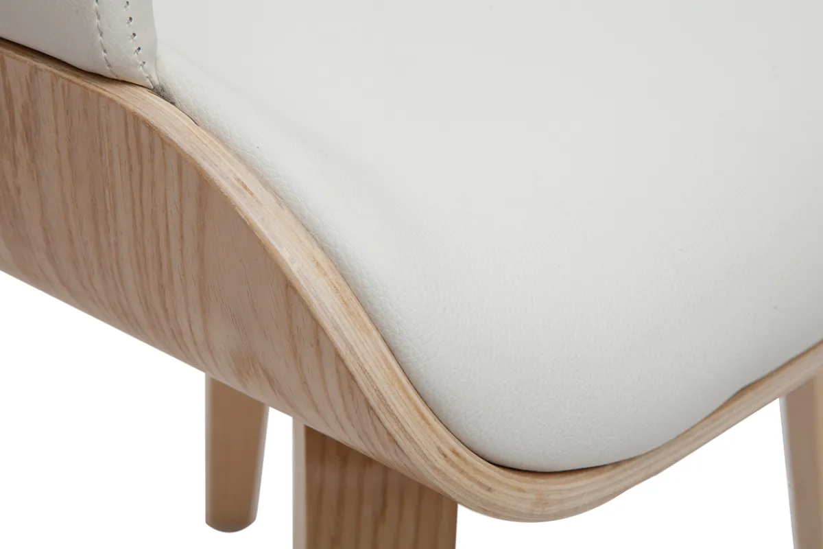 Miliboo Design-Stuhl weiß und helles Holz LUCIEN* Design-stühle|Holzstühle