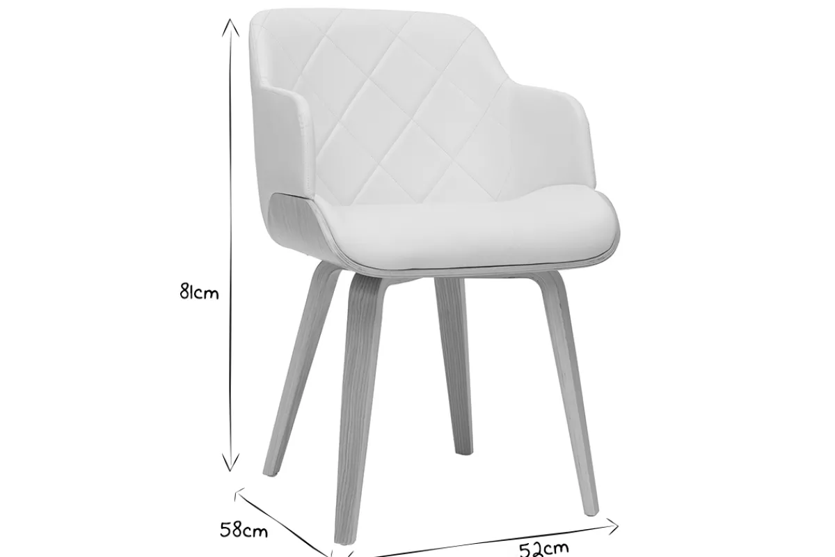 Miliboo Design-Stuhl weiß und helles Holz LUCIEN* Design-stühle|Holzstühle