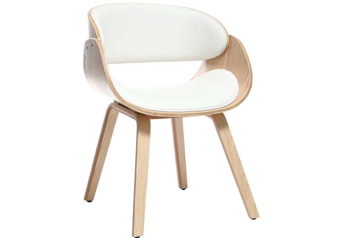 Miliboo Design-Stuhl Weiß und helles Holz BENT* Design-sessel|Design-stühle