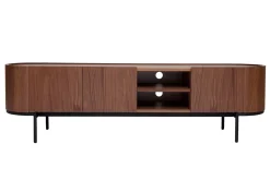 Miliboo Design-TV-Möbel aus dunklem Walnussfurnier und schwarzem Metall mit Stauraum B180 cm SKYE* Tv-lowboards