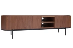 Miliboo Design-TV-Möbel aus dunklem Walnussfurnier und schwarzem Metall mit Stauraum B180 cm SKYE* Tv-lowboards