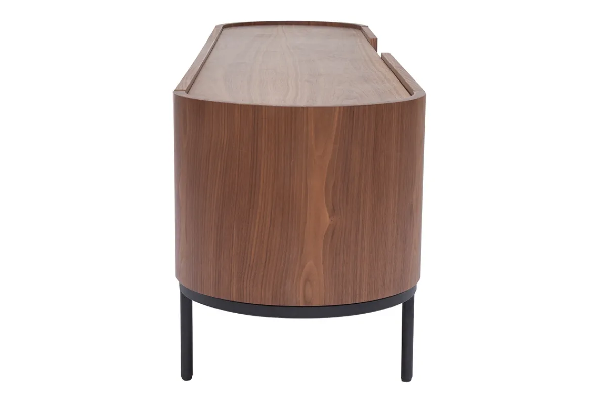 Miliboo Design-TV-Möbel aus dunklem Walnussfurnier und schwarzem Metall mit Stauraum B180 cm SKYE* Tv-lowboards