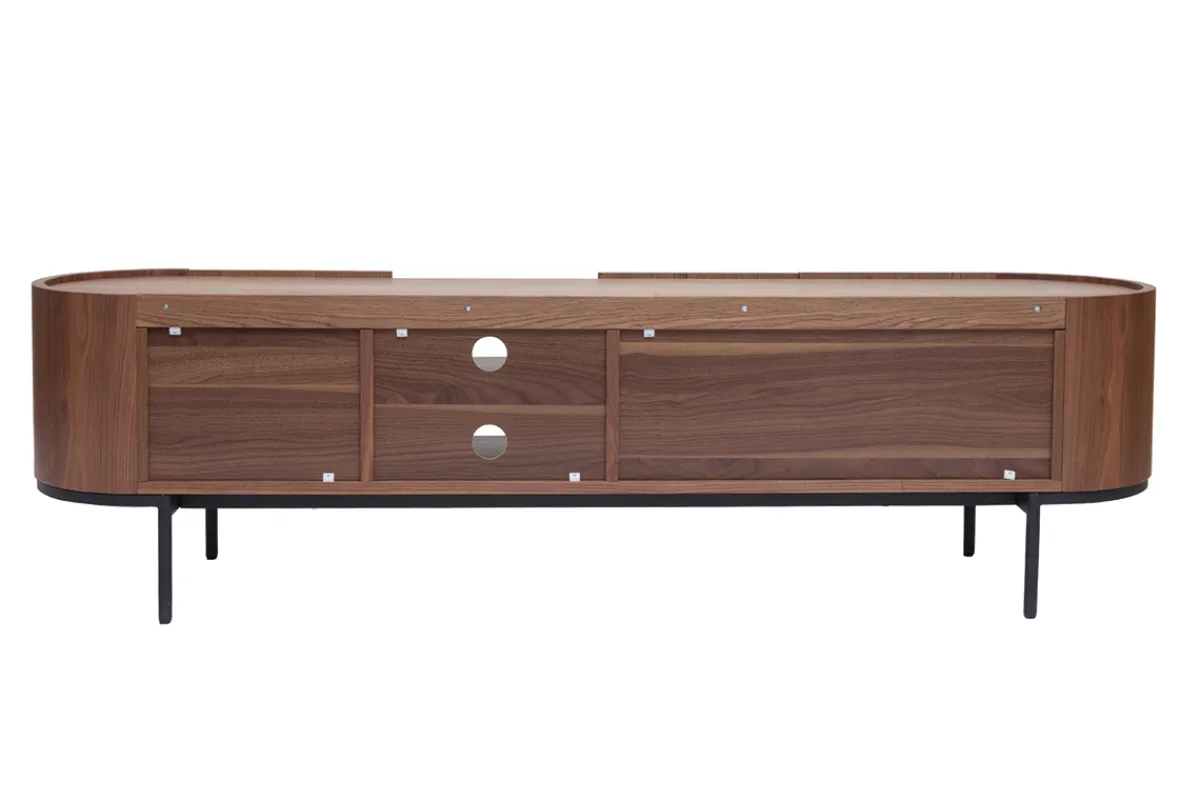 Miliboo Design-TV-Möbel aus dunklem Walnussfurnier und schwarzem Metall mit Stauraum B180 cm SKYE* Tv-lowboards