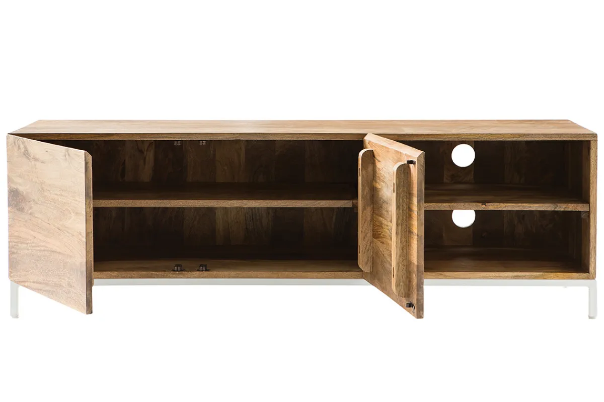 Miliboo Design-TV-Möbel Mangoholz und Metall Weiß 145 cm BOHO* Tv-lowboards