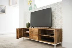 Miliboo Design-TV-Möbel Mangoholz und Metall Weiß 145 cm BOHO* Tv-lowboards
