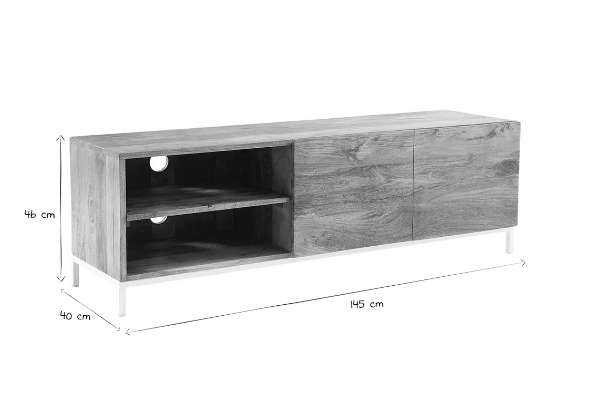 Miliboo Design-TV-Möbel Mangoholz und Metall Weiß 145 cm BOHO* Tv-lowboards