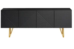 Miliboo Design-TV-Möbel mit schwarzer Gravur und goldfarbenem Metall B140 cm OZEN* Tv-lowboards