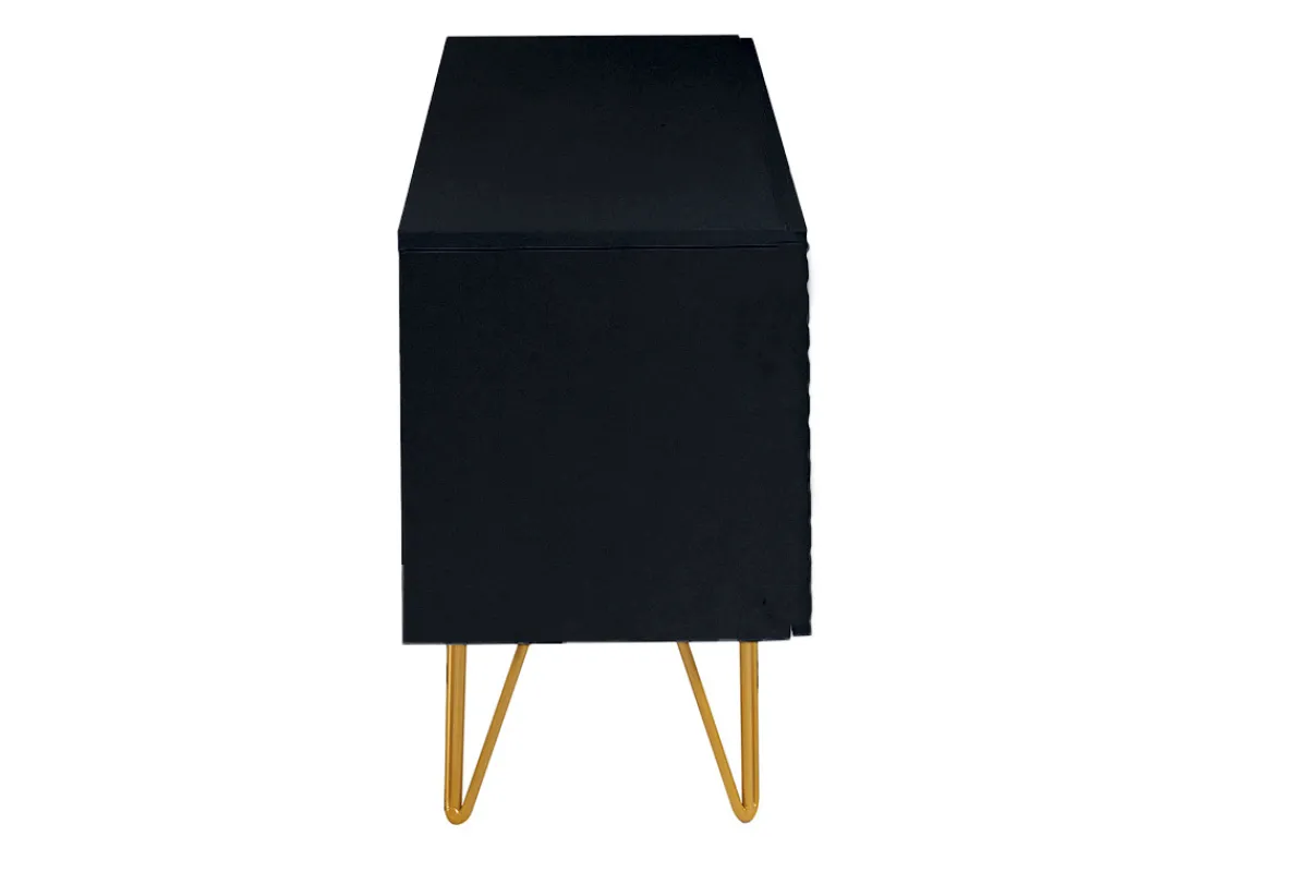 Miliboo Design-TV-Möbel mit schwarzer Gravur und goldfarbenem Metall B140 cm OZEN* Tv-lowboards