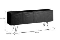 Miliboo Design-TV-Möbel mit schwarzer Gravur und goldfarbenem Metall B140 cm OZEN* Tv-lowboards
