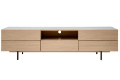 Miliboo Design-TV-Möbel mit Stauraum aus hellem Eichenfurnier und schwarzem Metall B180 cm ALASKA* Tv-lowboards