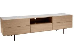 Miliboo Design-TV-Möbel mit Stauraum aus hellem Eichenfurnier und schwarzem Metall B180 cm ALASKA* Tv-lowboards