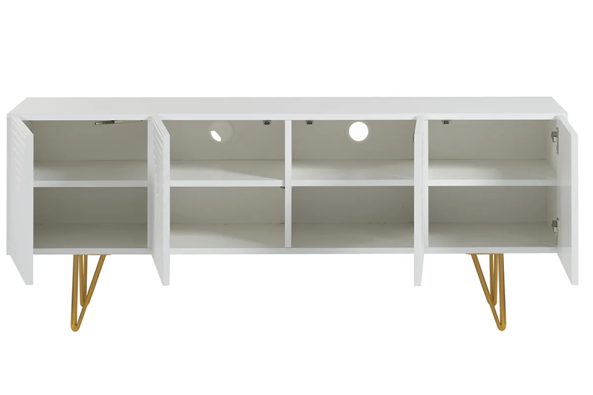Miliboo Design-TV-Möbel mit weißer Gravur und goldfarbenem Metall B140 cm OZEN* Tv-lowboards