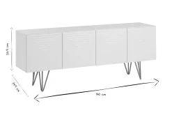 Miliboo Design-TV-Möbel mit weißer Gravur und goldfarbenem Metall B140 cm OZEN* Tv-lowboards