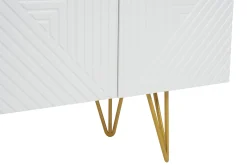 Miliboo Design-TV-Möbel mit weißer Gravur und goldfarbenem Metall B140 cm OZEN* Tv-lowboards