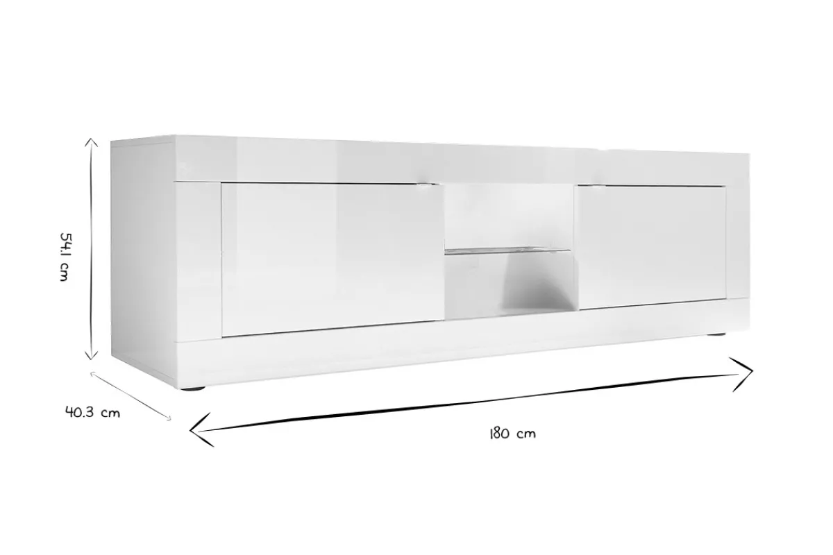Miliboo Design-TV-Möbel Weiß Lackiert 180 cm LATTE* Tv-lowboards