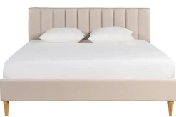 Miliboo Doppelbett 160x200 cm in beigem Stoff DIANE* Betten Für Erwachsene