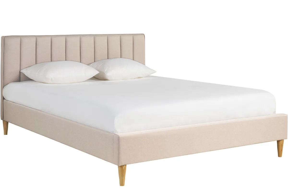 Miliboo Doppelbett 160x200 cm in beigem Stoff DIANE* Betten Für Erwachsene