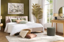 Miliboo Doppelbett 160x200 cm in beigem Stoff DIANE* Betten Für Erwachsene