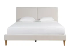 Miliboo Doppelbett 160x200 cm in beigem Stoff und hellem Holz SALOME* Betten Für Erwachsene